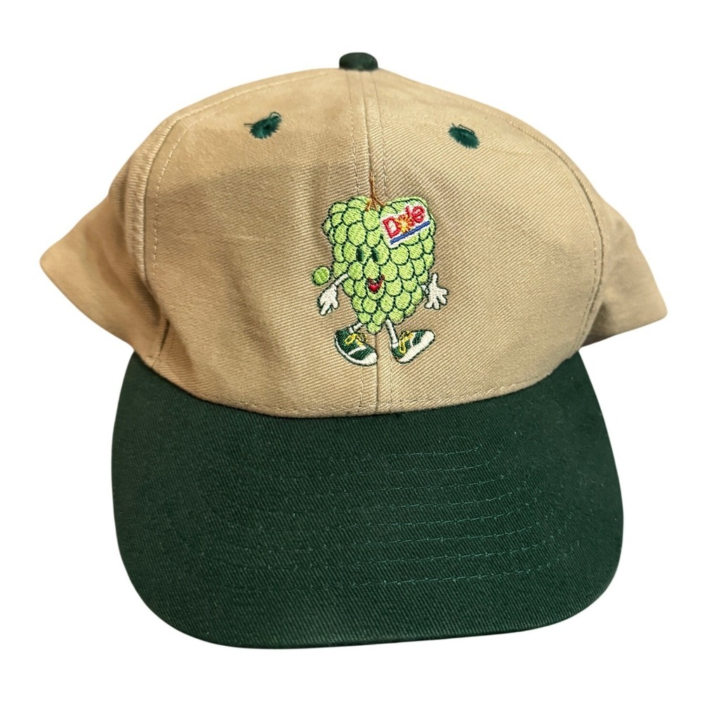 Dole Grapes Character Embroidered Baseball Cap Tan Green Adult Adjustable
